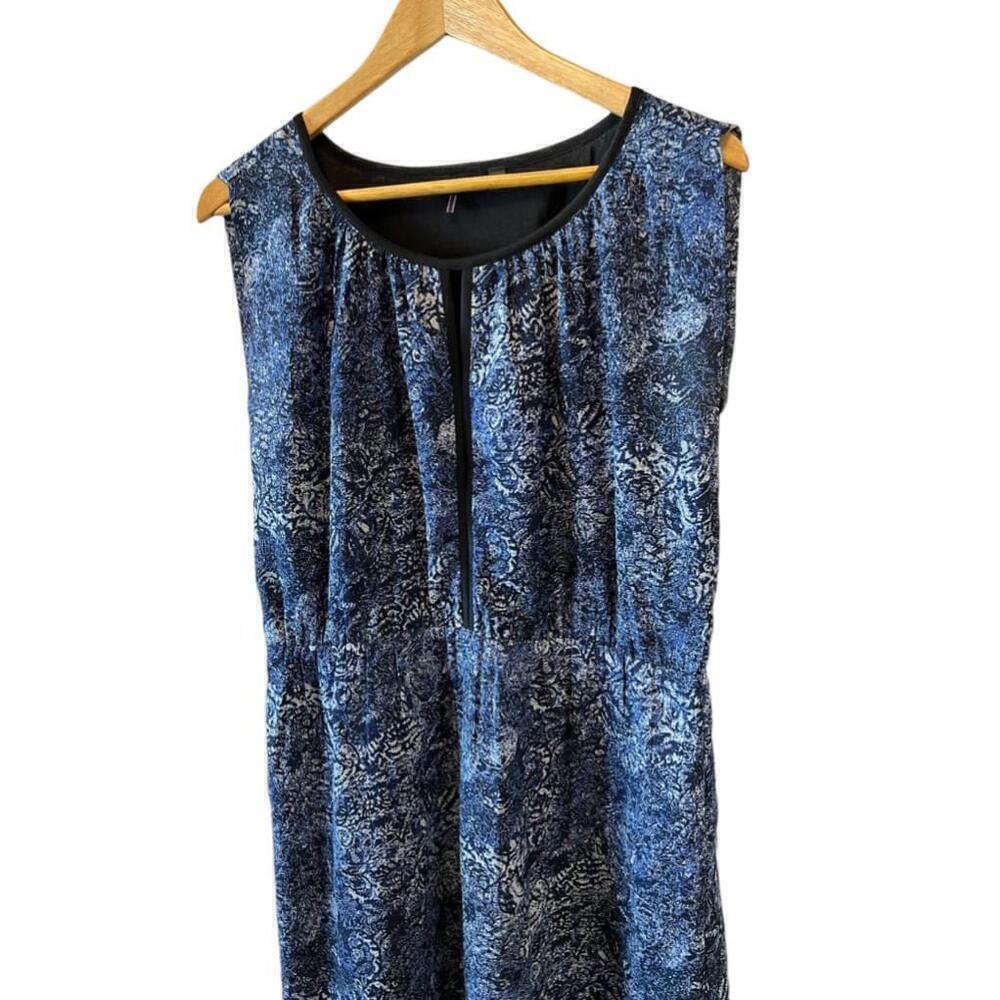 DEX Blue Printed Mid Length Sleeveless V Neck Dress M - Picture 2 of 10